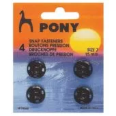 PONY 76566 Копче тик-так черно 15 мм, 4 бр