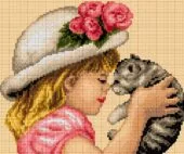 Момиче с коте Безплатна схема Милена Стил