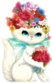 Диамантен гоблен „Коте с цветя“
