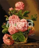 Стъклена ваза с рози Гоблен за шиене Милена Стил