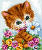 Коте с цветенца CR253002 Диамантен гоблен Милена Стил